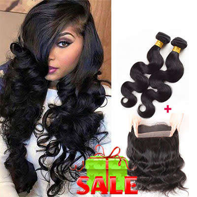 Heibuy Hair-Brazilian Hair/Peruvian Hair 200g with a 360 Closure (Body/Straight/Curly/Kinky Curly)