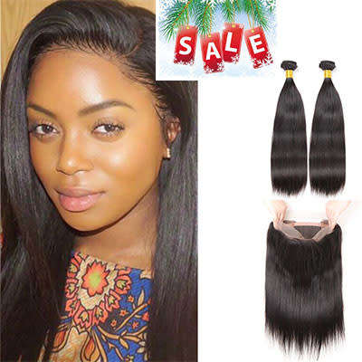 Heibuy Hair-Brazilian Hair/Peruvian Hair 200g with a 360 Closure (Body/Straight/Curly/Kinky Curly)