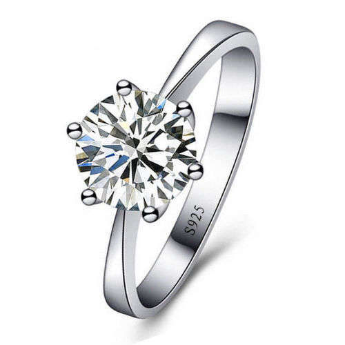 925 Sterling Silver Ring Diamond Rings Women Wedding Jewelry size 6