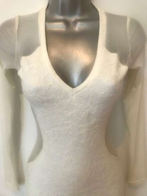 Creamy lace insert detail sexy body on fitted dress hot size I8 0 10 / 32 - 34