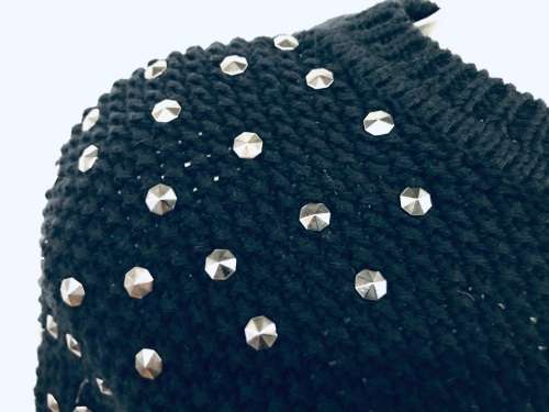10 / 34 designer is TOPSHOP black knit wear embellished /shoulder detail.