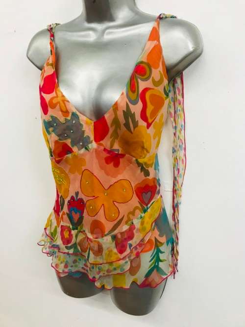 10/34 to 12/36 little Buddha lined viscose orange camisole top