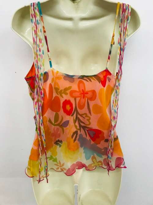 10/34 to 12/36 little Buddha lined viscose orange camisole top