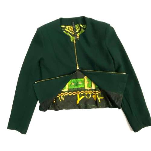 Sally of New York Teal green double zipper lined jacket WOW!