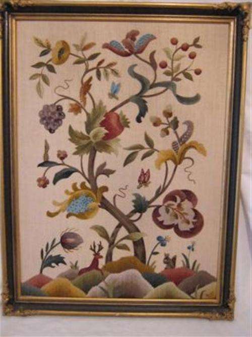 EMBROIDERED PICTURE IN GILT  FRAME....OUTSIDE MEASURMENTS OF THE FRAME  58cm X 76cm..