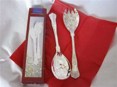 SILVER PLATED  SALAD SPOON & FORK SET