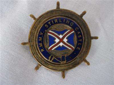 UNION CASTLE LINE SHIPS WHEEL BRASS BROOCH