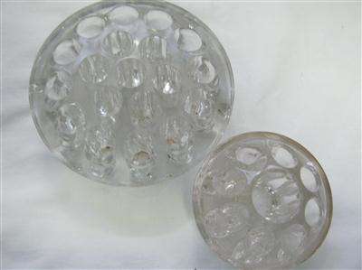 TWO CLEAR GLASS VASE FLOWER FROGS./.HOLDERS..
