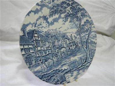 MYOTT " ROYAL MAIL " PATTERN BLUE & WHITE DISPLAY PLATE..25.25cm ACROSS