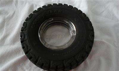 GOODYEAR RUBBER TYRE WITH GLASS ASHTRAY INSERT...17cm ACROSS X 4.50cm HIGH