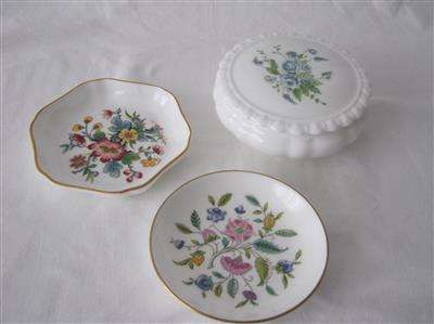 MINTON PIN TRAY.9.50cm ACROSS.. COALPORT PIN TRAY..10cm ACROSS.& COALPORT TRINKET BOWL..10cm ACROSS