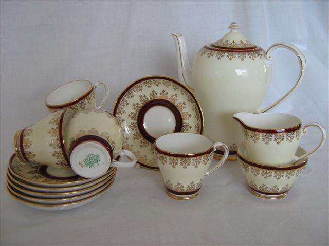 ROYAL GRAFTON COFFEE SET.. MAROON & GOLD..( PATTERN No 8136 )