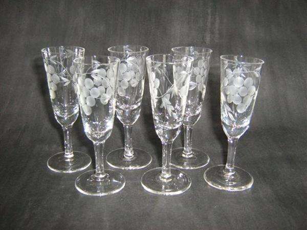 GRAPE PATTERN SET OF SIX..LIQUER GLASSES