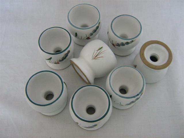 DENBY EGG CUPS, SET OF 8.  IN THE " GREEN WHEAT " PATTERN