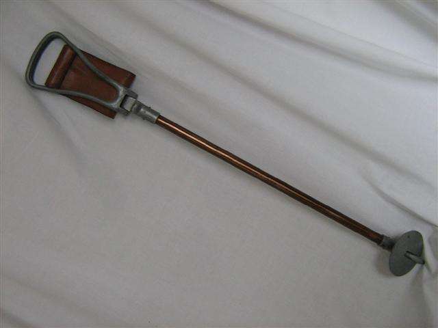 VINTAGE LEATHER AND ALUMINUM SHOOTING STICK...84cm IN LENGTH .." FEATHERWEIGHT " MODEL