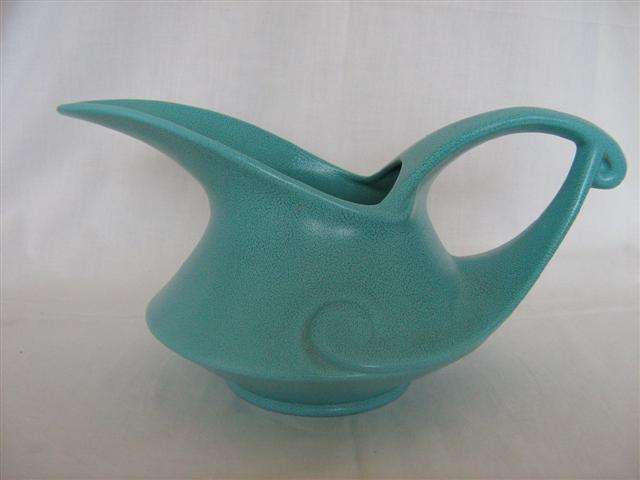 TURQUOISE DUTCH JUG / VASE... 15cm HIGH X 30.50cm IN LENGTH.. FROM HANDLE TO END OF SPOUT