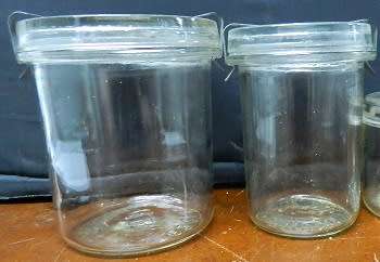 Set 2 Vintage Glass Jam Jars