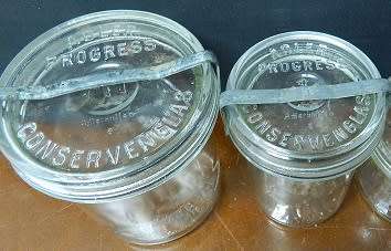 Set 2 Vintage Glass Jam Jars