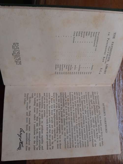 My Struggle - Adolf Hitler  (Paternoster Library edition Number 2 published 1937)
