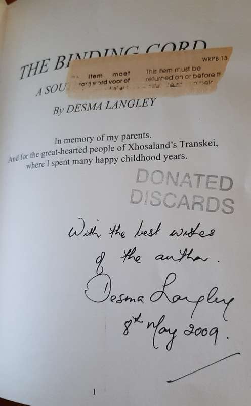 The Binding Cord - By Desma Langley - Signed Copy