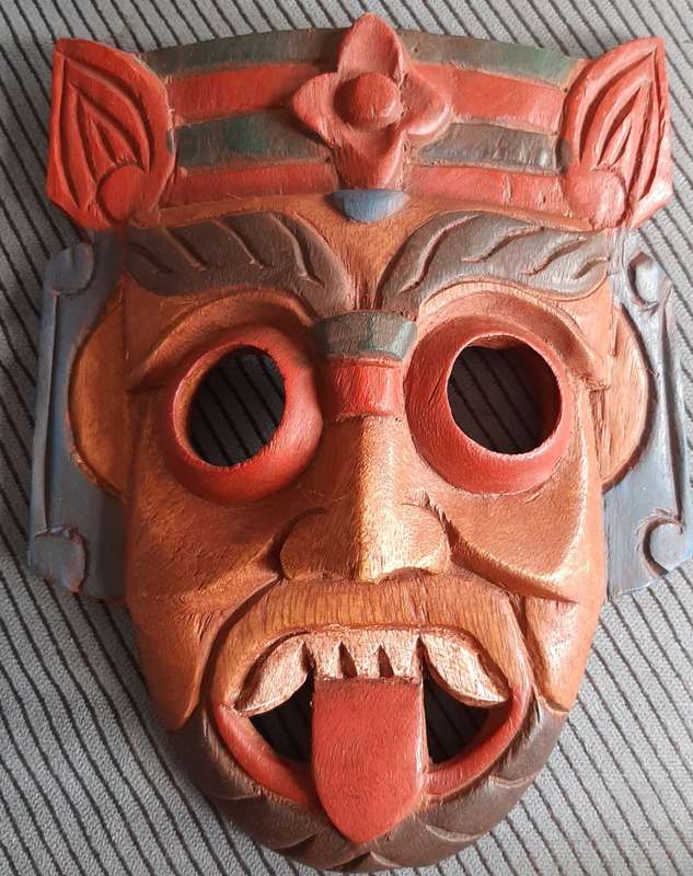 Vintage Thai Wooden mask - warrior & devil (handcarved)