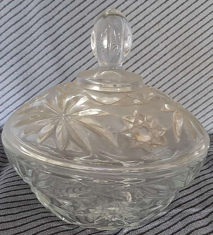 2 cut Crystal pieces - bowl with lid & vase