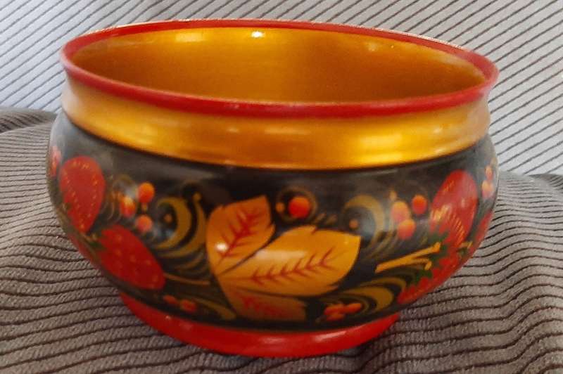 Greek hand painted wooden bowl