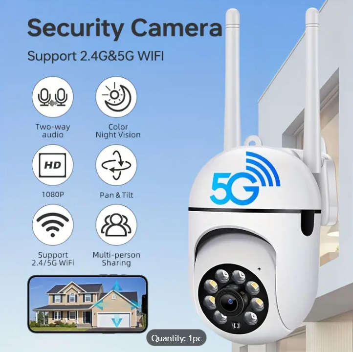 Surveillance Camera 2.4Ghz / 5Ghz FHD(1080P) with motion detection, 2-way audio, SD Card Support