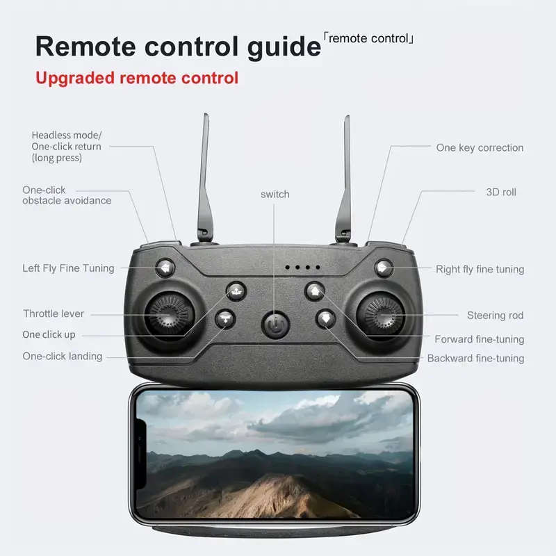 E99 Dual Camera Drone, Auto Take-off/Land, Foldable Drone, Indoor/Outdoor