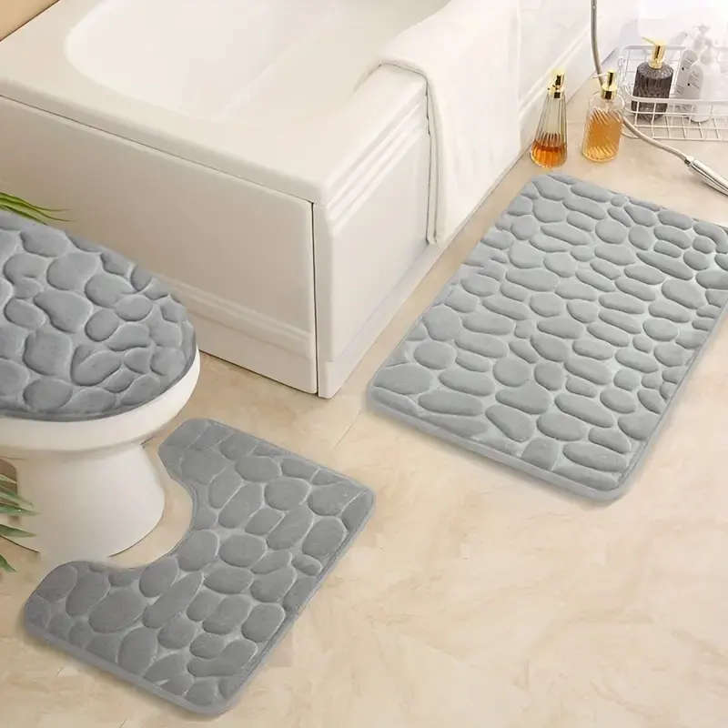 Brand New! Luxury 3pc Grey Bathroom Rug set