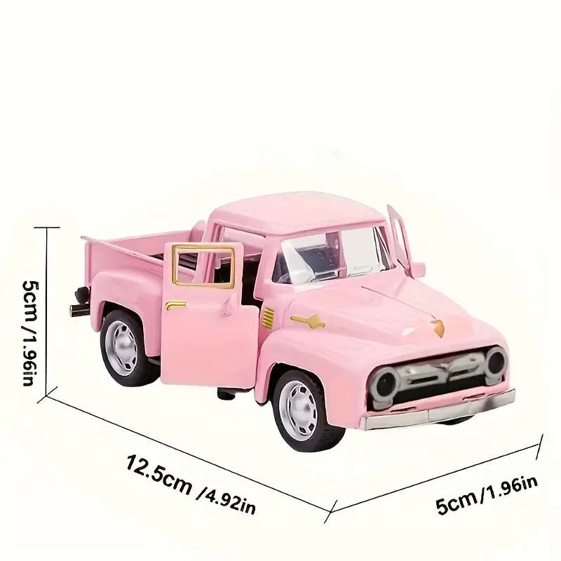 Yellow Vintage Pickup Truck Metal Model Car, with functioning opening doors!
