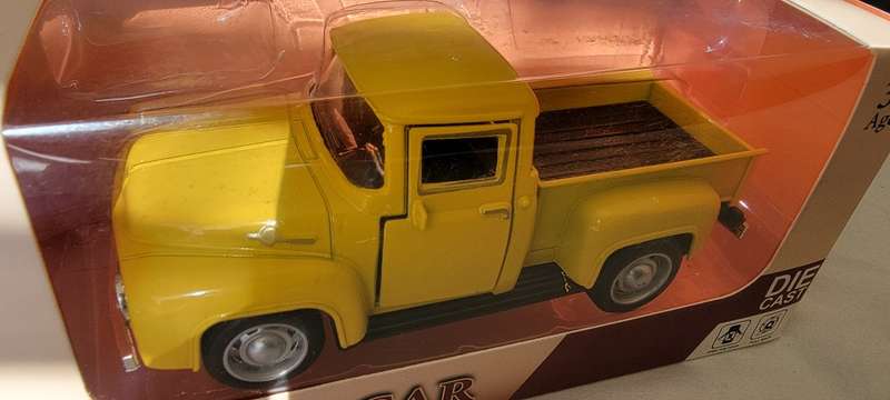 Yellow Vintage Pickup Truck Metal Model Car, with functioning opening doors!