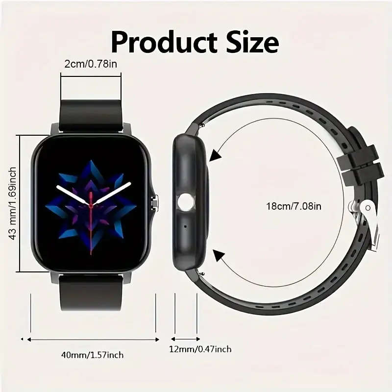 Gold 1.83" Smart Watch, Touchscreen, High Definition screen, Audio, Bluetooth, Vibrate, Heart sensor