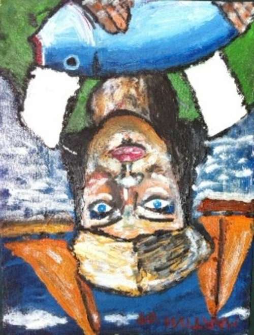 Martini Original - "Fish for Sale" Oil on Board