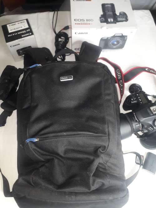 Canon 80D DSLR with 50mm F18 Prime Lens, ThinkTank Camera and Laptop bag