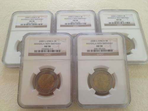 2008 Mandela R5 Birthday coins - NGC AU-58 [bid per coin, 5 available]