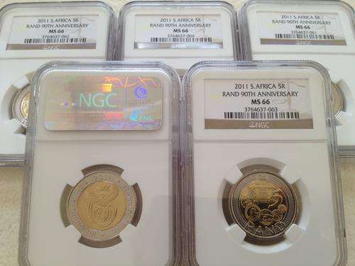 2011 SARB R5 Birthday coins - NGC MS-66 [Bid per coin, set of 5]