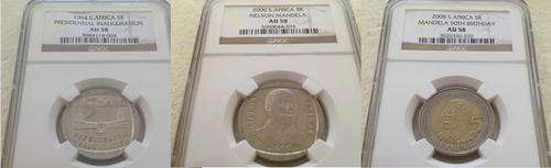 1994, 2000 & 2008 Mandela R5 Combo, All NGC AU58 Grading (one bid for all 3)