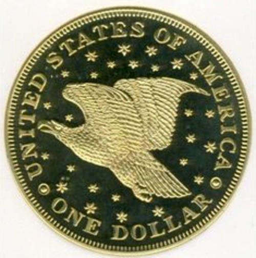 1836 Numismatic copy - USA Grobrecht Starry Reverse Dollar - Gold Alloy - PR69 Cameo
