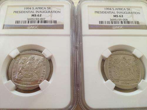 1994 Mandela Inauguration Coin - NGC certified - MS62 [2 available, bid per coin]