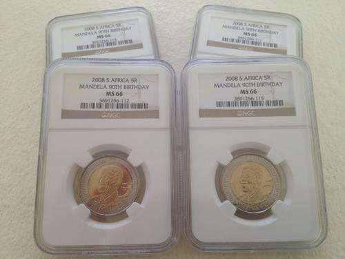 2008 Mandela R5 Birthday Coins - NGC certified - MS 66 (4 coins available, bid per coin)