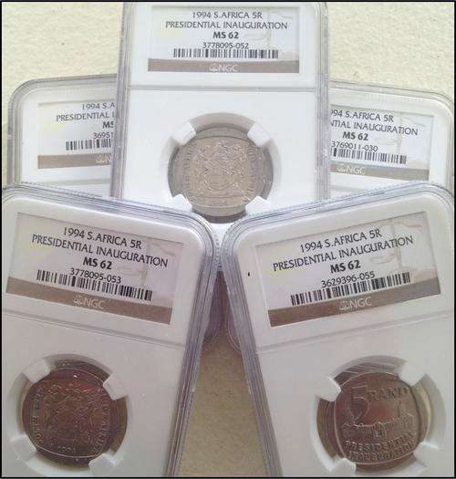 1994 Mandela Inauguration Coin - NGC certified - MS62 [5 available, bid per coin]