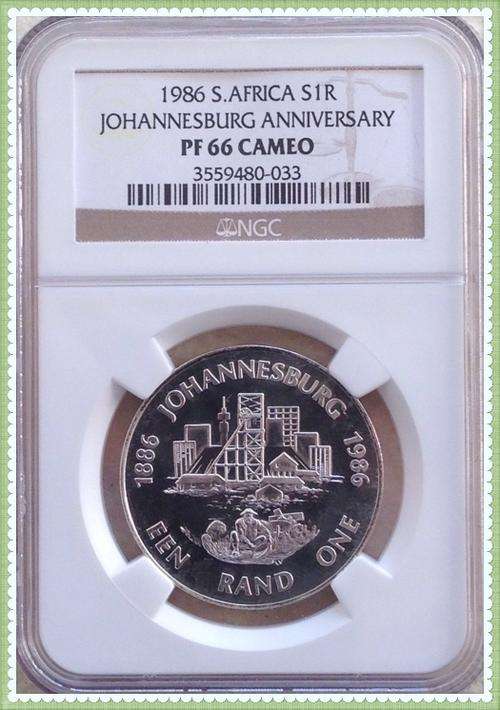 1986 - RSA - Silver R1 - Johannesburg 100 year Anniversary - Proof PF66 Cameo