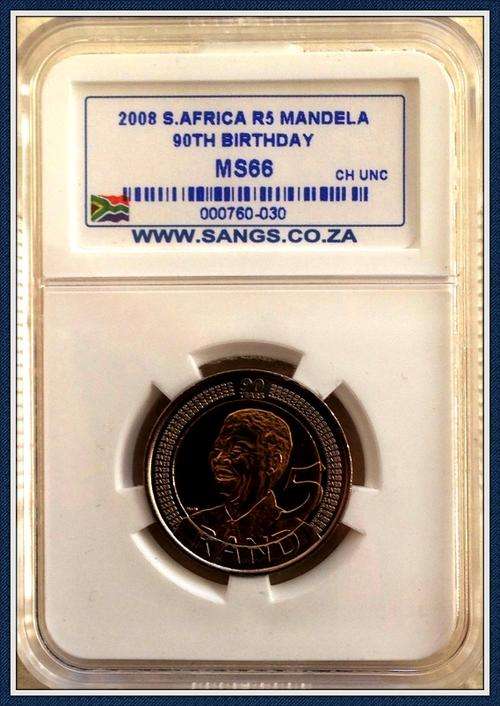 2008 - Mandela 90th Birthday - SANGS graded - Blue Label - MS66