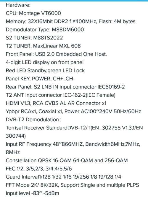 HD DVB-T2&S2 Combo