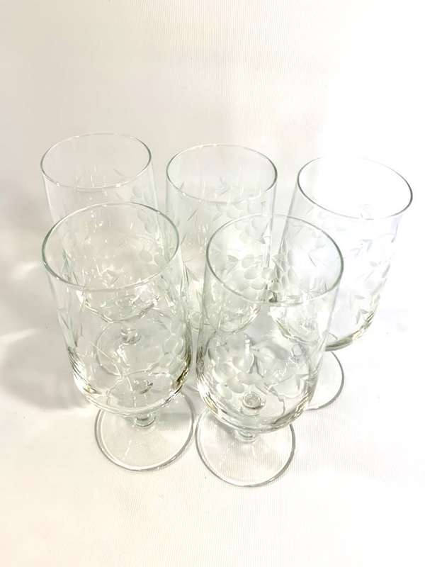 Glass Platter and Drinking Glasses