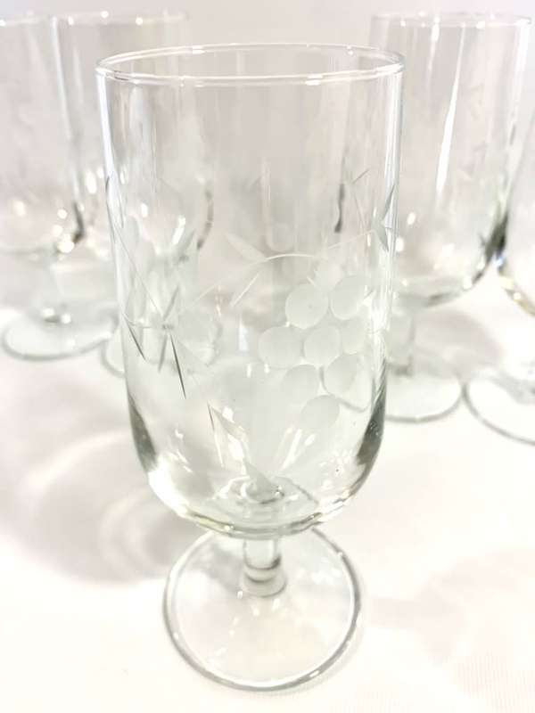 Glass Platter and Drinking Glasses
