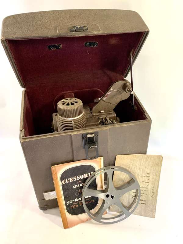 Old Time Bell & Howell 16mm Film Projector with Reel and Case
