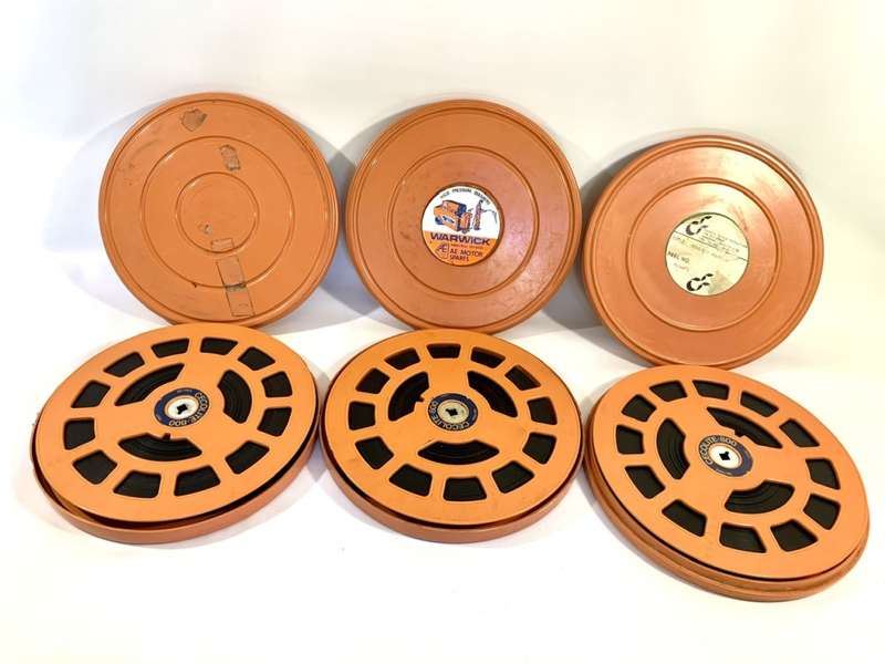 3 x Large Vintage Cecolite 16mm Film Reels loaded with Film in Protective Canisters (800 Feet)