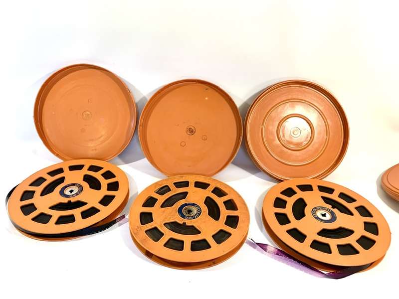 3 x Large Vintage Cecolite 16mm Film Reels loaded with Film in Protective Canisters (800 Feet)